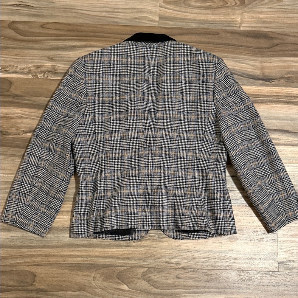 Pendleton Vintage Women's Tweed Houndstooth Wool Blazer Velvet Collar Size 12 - Picture 7 of 8